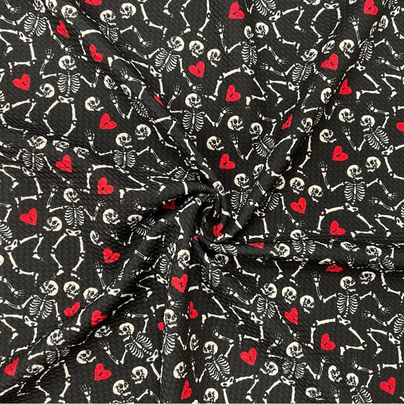 Dancing Skeletons with red hearts scrub caps - Picture 3 of 3